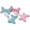Игрушка Flamingo Puppy Mini Bones для собак, 2 косточки с пищалками на резинке, розовый, голубой, 14х9 см