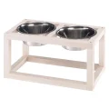 Ferplast Desco Wood 05 KC57 деревянные подстаканники со стальными мисками для кошек и собак, 36x18,2x25 см