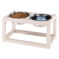 Ferplast Desco Wood 05 KC57 деревянные подстаканники со стальными мисками для кошек и собак, 36x18,2x25 см