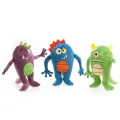 Игрушка Flamingo Plush Monsters Happy для собак, плюш, с пищалкой, зеленый, синий, фиолетовый, 25х16х10 см