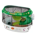 Клетка Ferplast Cage Stadium Black с цветными наклейками, для хомяков, зелёно-белая, 49,5×34×33 см