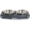Миска Dexas Double Pet Feeder двойная, с регулируемыми ножками, нержавеющая сталь, серая, 960 мл