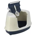 Закрытый туалет Moderna Flip Cat для кошек, угловой, черничный, 56 х 45 х 39 см