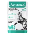 Влажный корм Леопольд Готовый обед для кошек с птицей, креветками и овощами, в соусе, 100 г