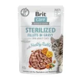 Влажный корм Brit Care Cat Sterilized для стерилизованных кошек, филе в соусе, с кроликом, пауч, 85 г