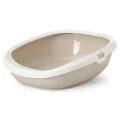 Туалет Savic Gizmo Medium для кошек, с бортиком, белый мокко, 44 х 35,5 х 12,5 см