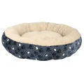 Лежак Trixie Tammy для собак, плюшевый, принт лапки, сине-бежевый, 70 см