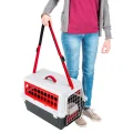 Переноска с ремнём Ferplast Carrier Atlas 10 Trendy Plus для кошек и собак, красно-белая, 48.5×32.5×29 см
