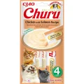 Ласощі INABA "Churu" для котів, вершковий мус з куркою і лососем, 4 шт, 56 г