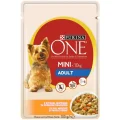 Влажный корм Purina One Mini Adult для взрослых собак мелких пород, с курицей и морковью, 100 г