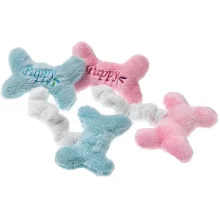 Игрушка Flamingo Puppy Mini Bones для собак, 2 косточки с пищалками на резинке, розовый, голубой, 14х9 см