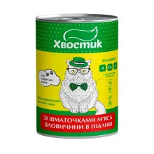 Консервы Хвостик для взрослых кошек, с кусочками говядины в подливе, 415 г