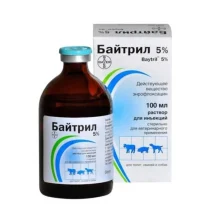 Протимікробний препарат Bayer Baytril Байтрил розчин для ін'єкцій, 5%, 100 мл