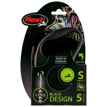 Поводок-рулетка Flexi Black Design S для собак до 12 кг, 5 м, трос, черная