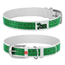 Ошейник WAUDOG Design с QR паспортом, рисунок "Джокер" ширина 35 мм, длина 44-58 см, белый