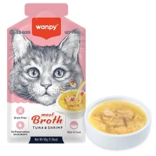 Беззерновой влажный корм Wanpy Meat Broths Tuna&Shrimp для кошек, с тунцом и креветками, суп, 50 г