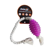 Игрушка AnimAll Fun граната с канатом, фиолетовая, 8 см