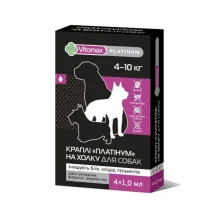 Капли на холку Vitomax Platinum противогельминтные для собак весом от 4 до 10 кг, 1 пипетка, 1 мл