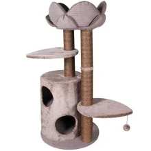 Комплекс спально-игровой Flamingo Tree Basket Lotus для кошек, из плюша, текстиля и сизаля, 48×48×110 см