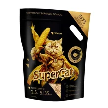 Наповнювач SuperCat Преміум для котів, кукурудзяний, комкуючий, 2.5 кг