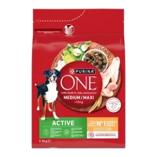 Сухий корм Purina One Medium & Maxi Active для актитвних собак середніх і великих порід, з куркою та рисом, 2.5 кг