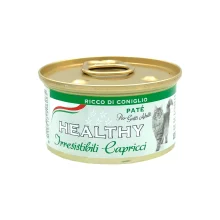 Консерва Healthy Irresistibili Capricci для требовательных кошек, паштет с крольчатиной, 85 г
