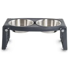 Миска Dexas Double Pet Feeder двойная, с регулируемыми ножками, нержавеющая сталь, серая, 960 мл