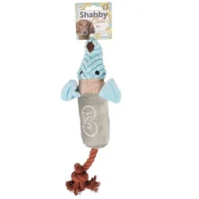 Игрушка Flamingo Shabby Chic Rat для собак, c канатом и пищалкой, 40 см