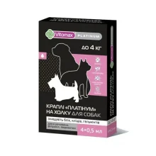 Капли на холку Vitomax Platinum противогельминтные для собак весом до 4 кг, 1 пипетка, 0.5 мл