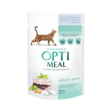 Влажный корм Optimeal для взрослых кошек, с треской и овощами, 85 г