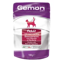 Влажный корм GEMON CAT WET Adult  кусочки с говядиной и овощами 0,1 кг
