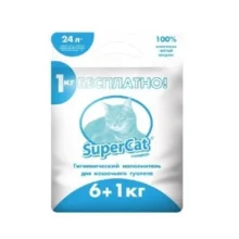 Древесный наполнитель SuperCat для туалета стандарт, 6+1 кг, синий