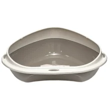 Туалет угловой с бортиком Georplast Shuttle Corner для кошек, 58×48×20.5 см, серый