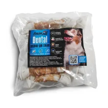 Кость AnimAll Dental баварская узловая, для собак, с мясом курицы, 14-16 см, 10 штук