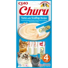 Ласощі INABA "Churu" для котів, вершковий мус з тунцем і гребінцем, 4 шт, 56 г