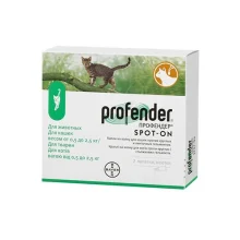 Капли от глистов Bayer Profender Spot-On для котов до 2.5 кг, 0.35 мл, цена за 1 пипетку