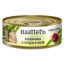Влажный корм Bastteto для кошек, с говядиной с сердцем в желе, 85 г