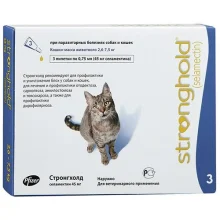 Капли Zoetis Stronghold 6% от блох и клещей у кошек весом от 2.6 до 7.5 кг, 0.75 мл, цена за 1 пипетку