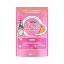 Вологий корм Purina One Junior для кошенят, з лососем та морквою, 85 г