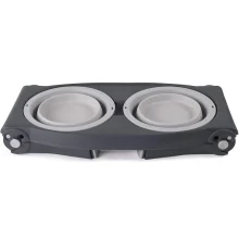 Миска Dexas Adjustable Height Pet Feeder двойная, с регулируемыми ножками, светло-серая, 960 мл