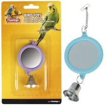 Игрушка Flamingo Mirror Round Bell для попугаев, круглое, зеркало с колокольчиком, 6 см