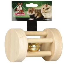 Игрушка Flamingo Rattle With Ball для грызунов с колокольчиком, дерево, 3.5х5 см