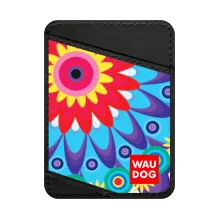 Визитница WAUDOG Design,  с рисунком "Цветы", ширина 70 мм, длина 95 мм, черный