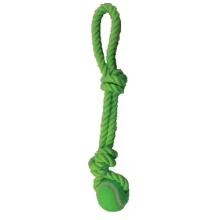 Игрушка Croci Juice канат с 2 узлами и мячом, для собак, зеленый, 40 см