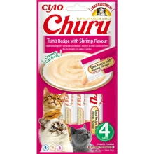 Ласощі INABA "Churu" для котів, вершковий мус з тунцем і креветками, 4 шт, 56 г