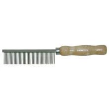 Расческа Croci для собак и кошек, густой зуб с деревянной ручкой, 3.6×20 см
