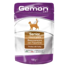 Влажный корм GEMON CAT WET Senior кусочки с индейкой 0,1 кг