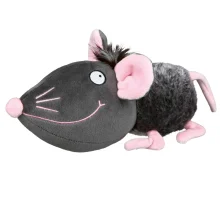Игрушка Trixie для собак, мышь с большой головой, плюш, чёрно-розовый, 33 см