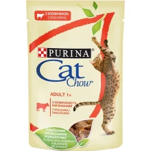 Влажный корм Purina Cat Chow Adult для кошек, с говядиной и баклажанами, 85 г
