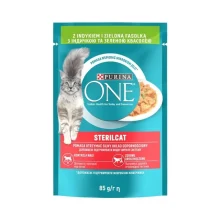 Вологий корм Purina One Sterilcat для дорослих котів, з індчикою та зеленою квасолею у соусі, 85 г